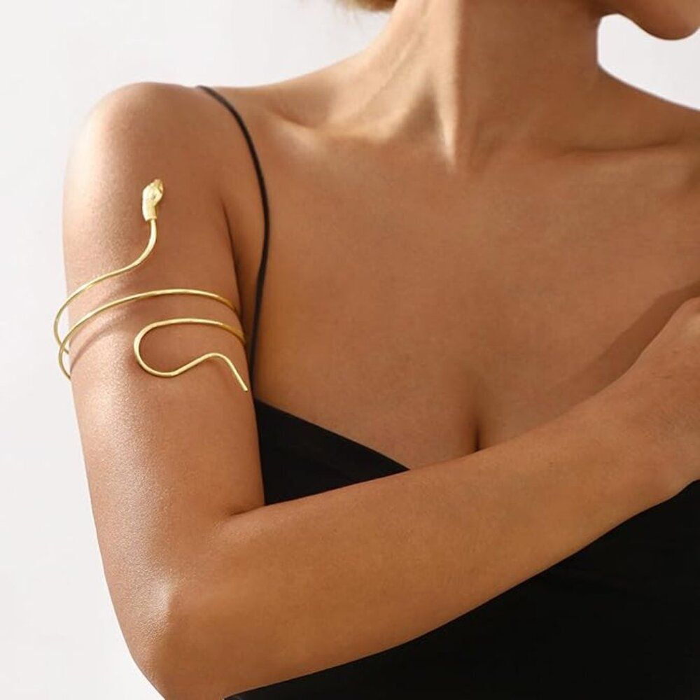 Jules Smith Snake Charmer Arm Cuff Bracelet 12KT Gold Wrap Dainty Feminine Boho